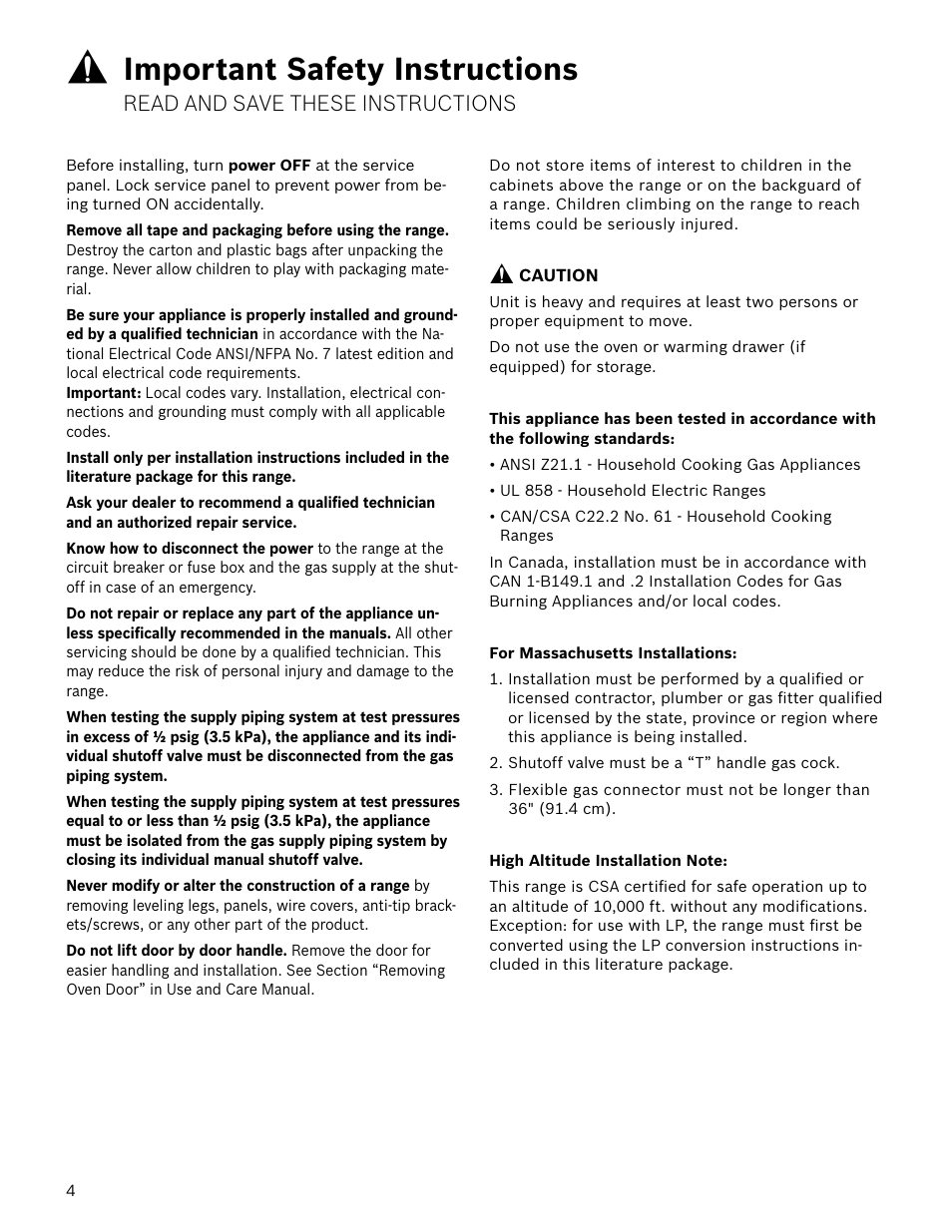 Important safety instructions | Bosch HDS7052U User Manual | Page 4 / 36
