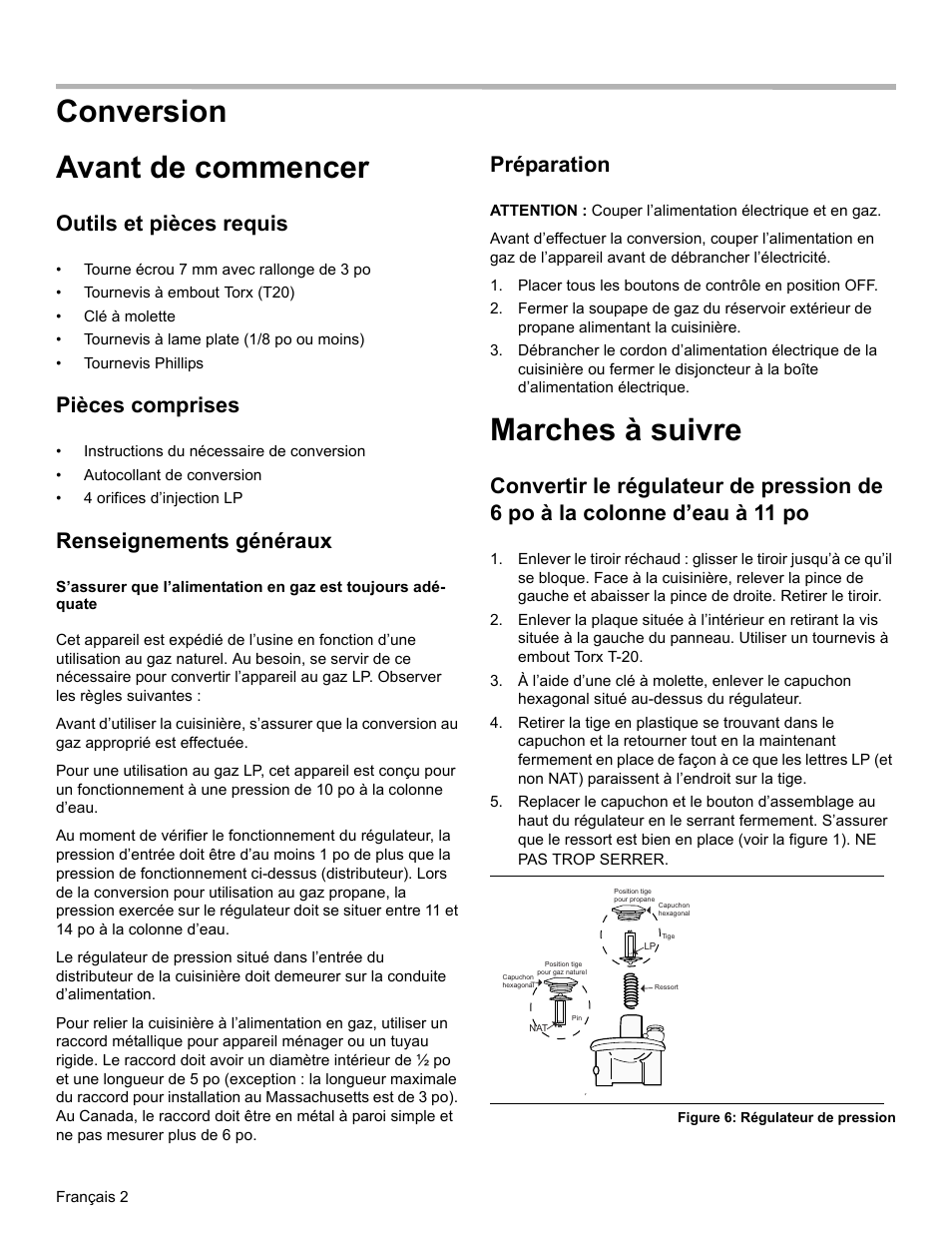 Conversion avant de commencer, Marches à suivre, Outils et pièces requis | Pièces comprises, Renseignements généraux, Préparation | Bosch HGIP054UC User Manual | Page 12 / 28