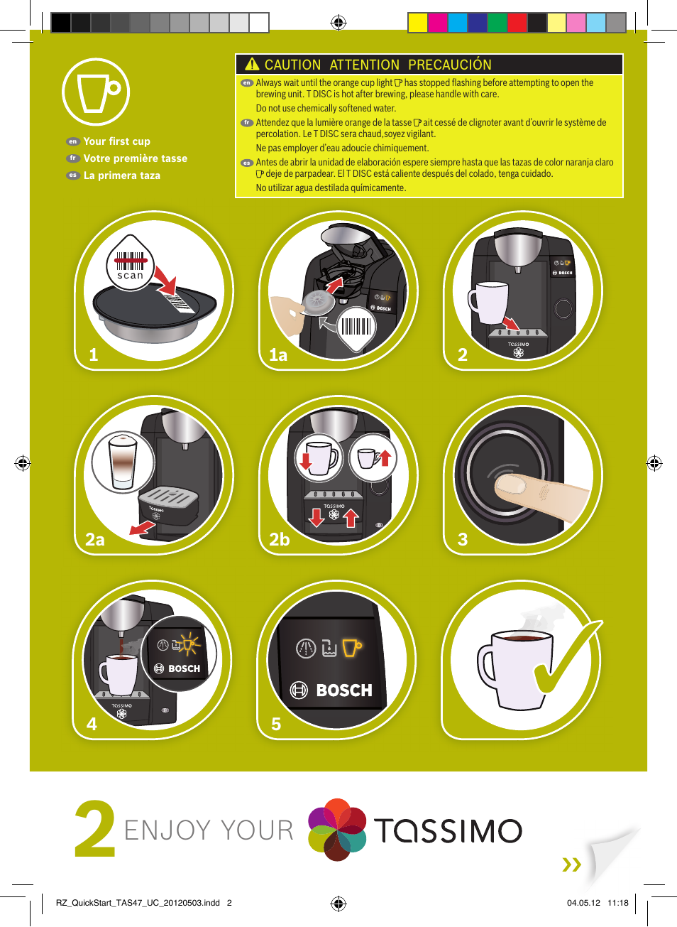 Enjoy your | Bosch Tassimo Hot Beverage System intenso User Manual | Page 2 / 2