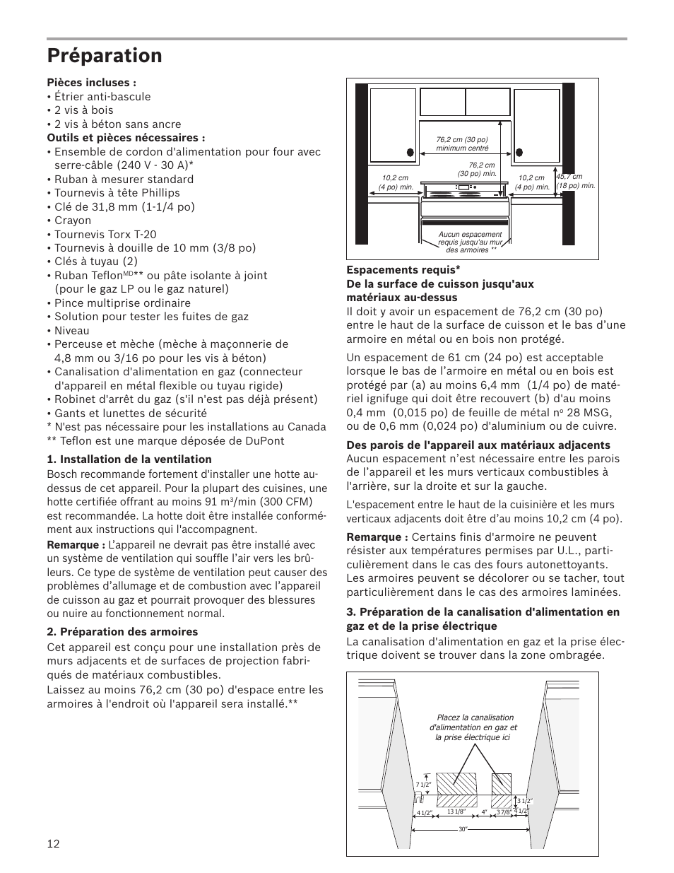 Préparation | Bosch HGS7282UC User Manual | Page 12 / 28