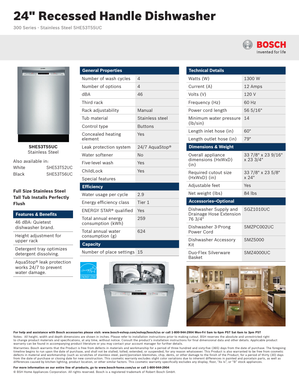 Bosch SHE53T55UC User Manual | 3 pages