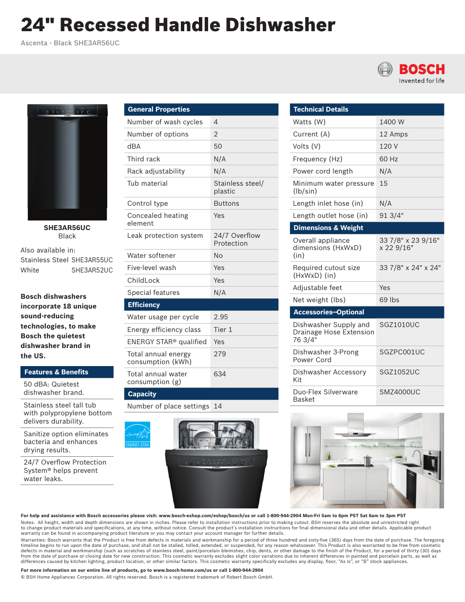 Bosch SHE3AR56UC User Manual | 3 pages