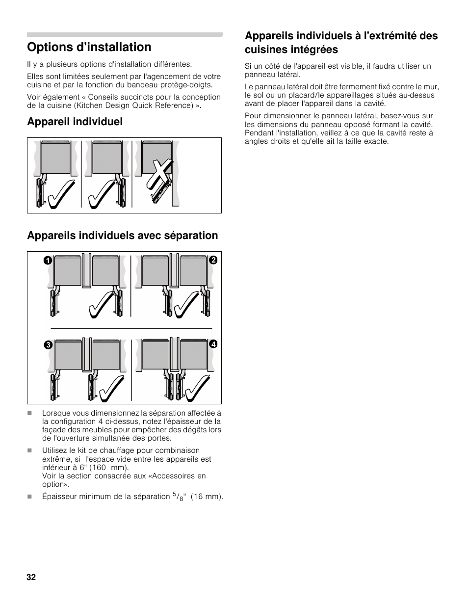 Options d'installation | Bosch B30IB800SP User Manual | Page 32 / 82