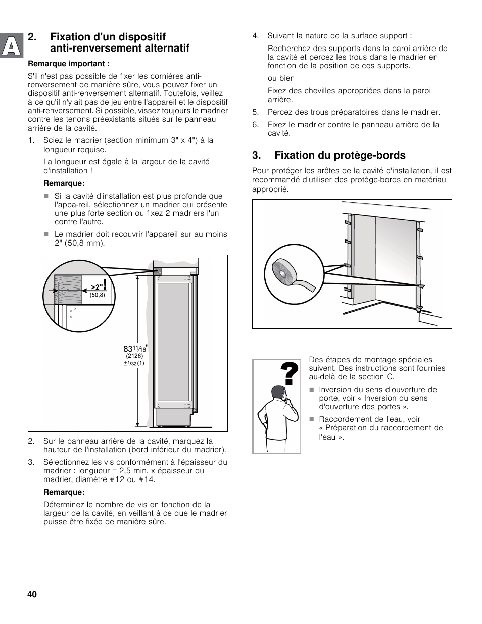 Fixation du protège-bords | Bosch B30IB800SP User Manual | Page 40 / 82
