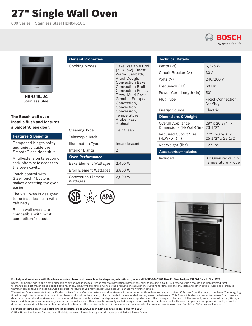 Bosch HBN8451UC User Manual | 3 pages