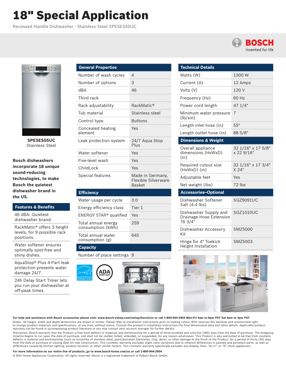 Bosch SPE5ES55UC User Manual | 3 pages