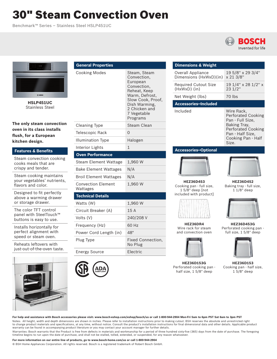 Bosch HSLP451UC User Manual | 3 pages