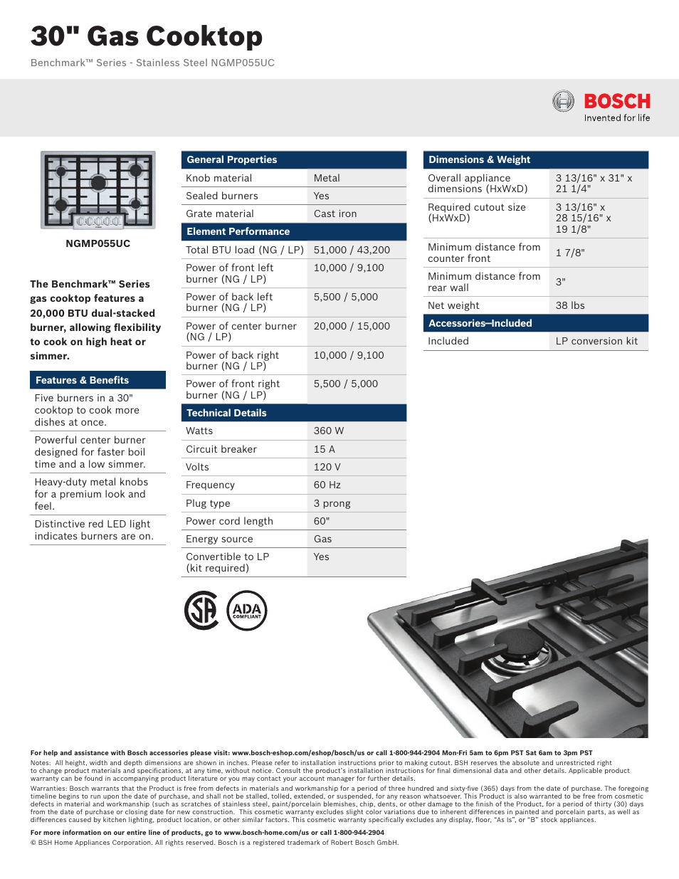 Bosch NGMP055UC User Manual | 2 pages