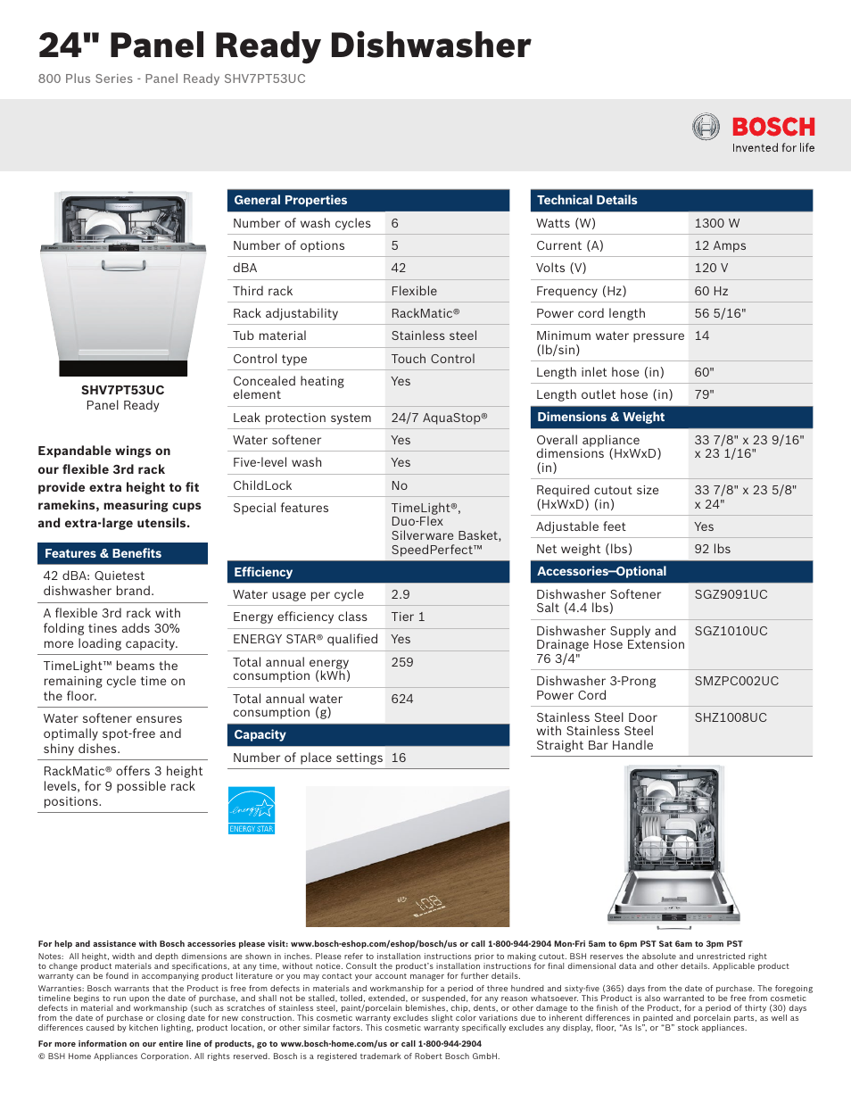 Bosch SHV7PT53UC User Manual | 3 pages