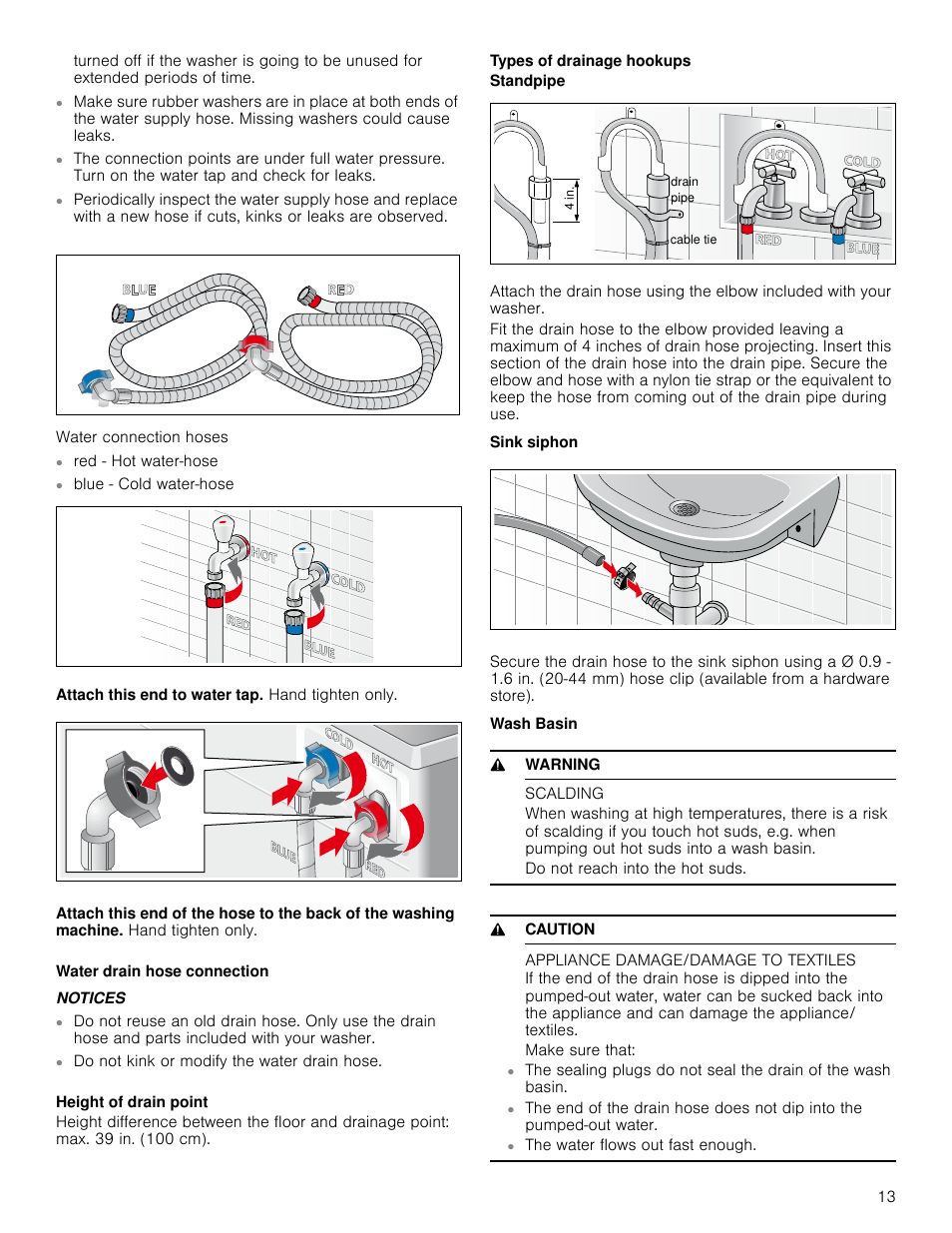 Notices, 9 warning, Scalding | 9 caution, Appliance damage/damage to textiles | Bosch WAP24200UC User Manual | Page 13 / 36