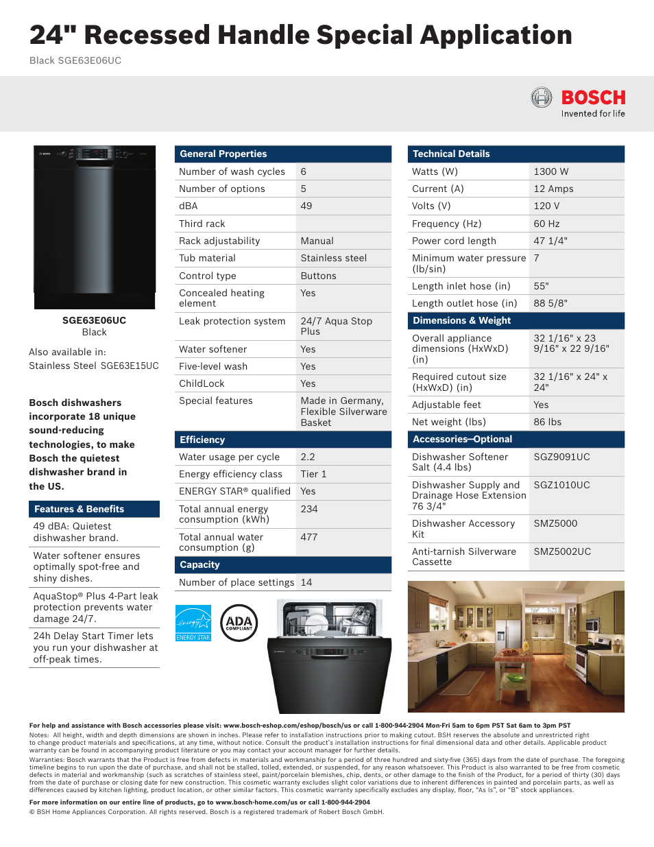 Bosch SGE63E06UC User Manual | 3 pages