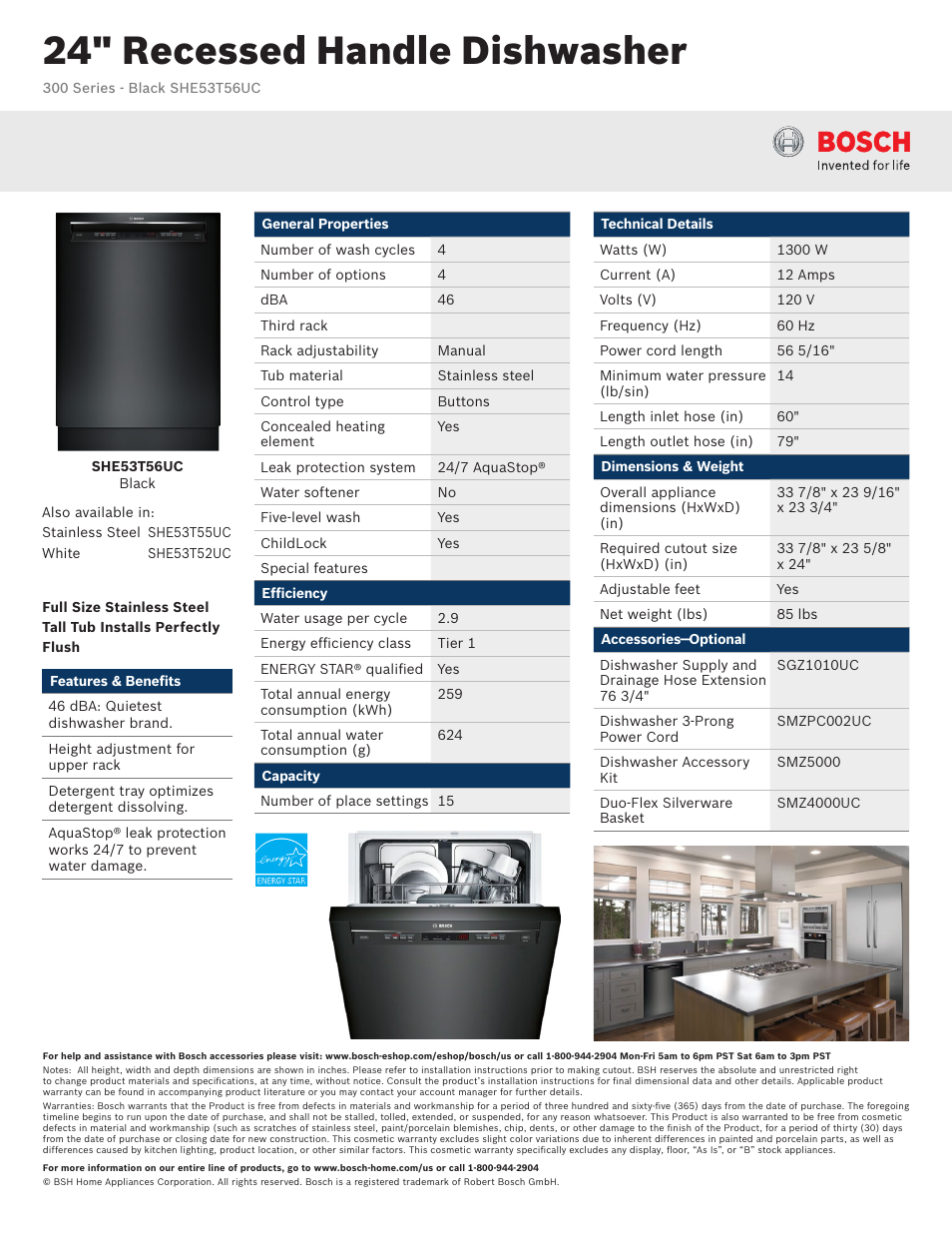 Bosch SHE53T56UC User Manual | 3 pages