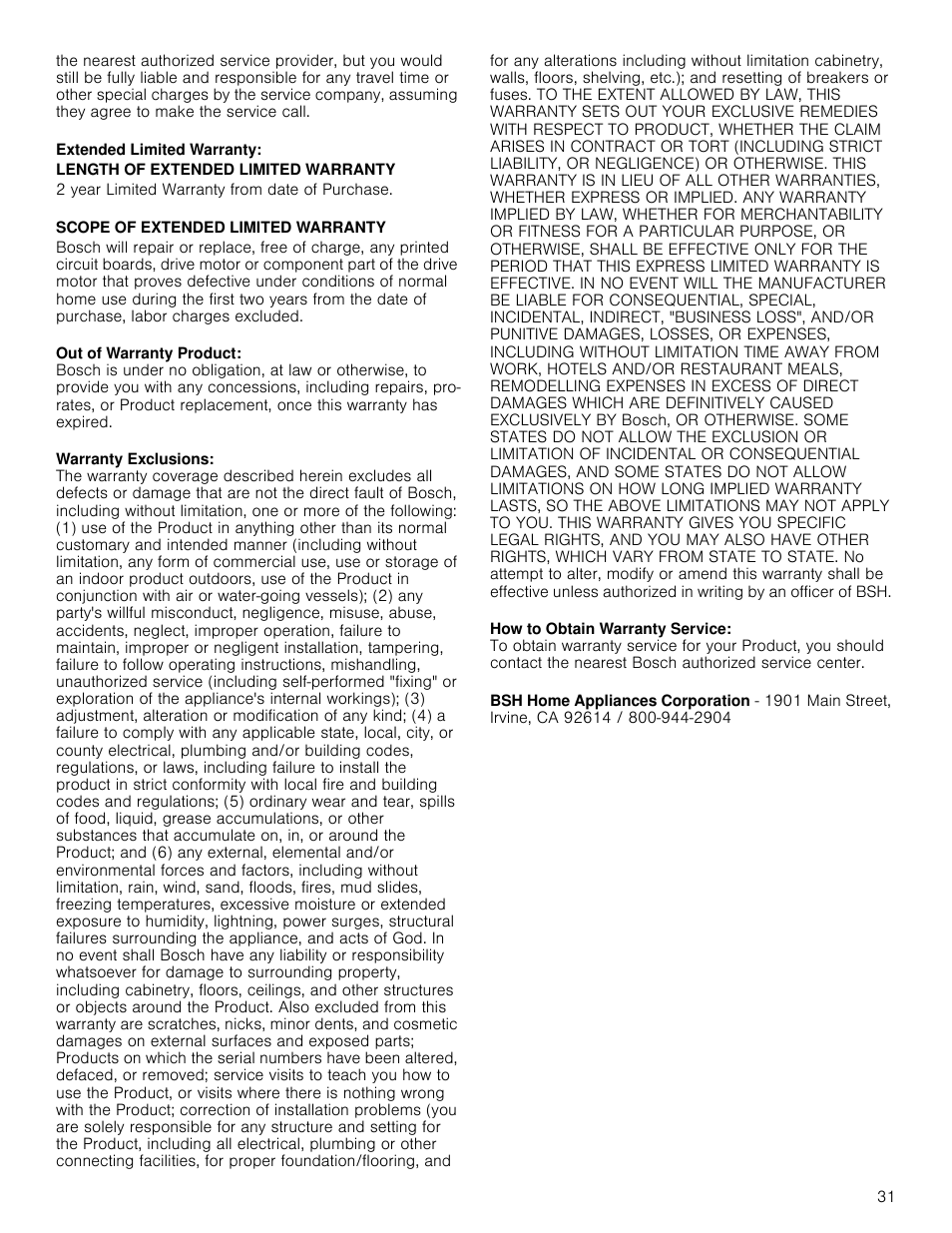 Bosch WTB86200UC User Manual | Page 31 / 32