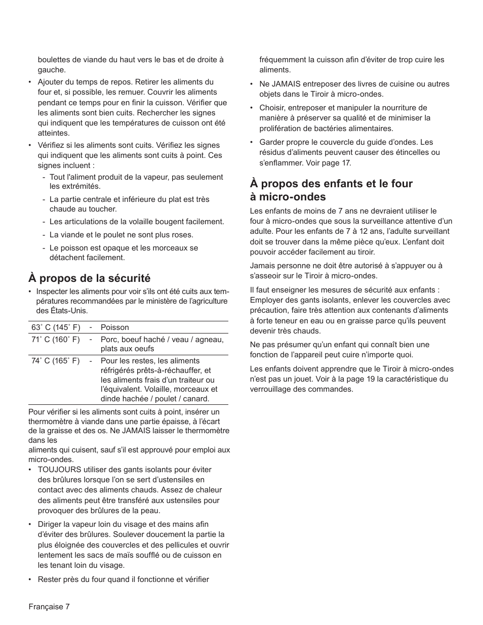 À propos de la sécurité, À propos des enfants et le four à micro-ondes | Bosch HMD8451UC User Manual | Page 26 / 64