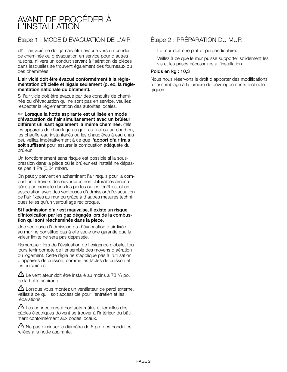 Avant de procéder à l'installation | Bosch 600 CFM DHG6023UC User Manual | Page 10 / 20