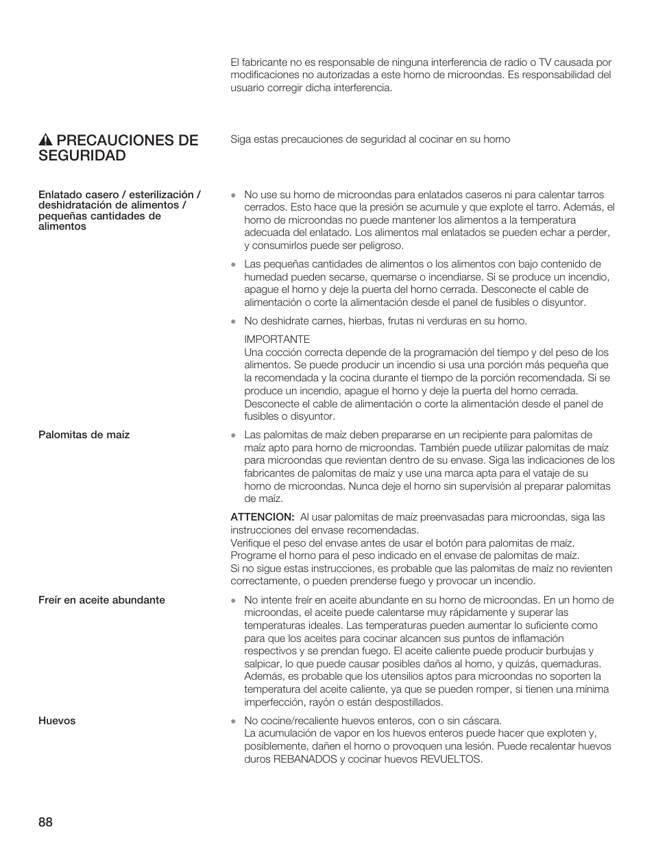 Ř precauciones de seguridad | Bosch HMB5051 User Manual | Page 88 / 124