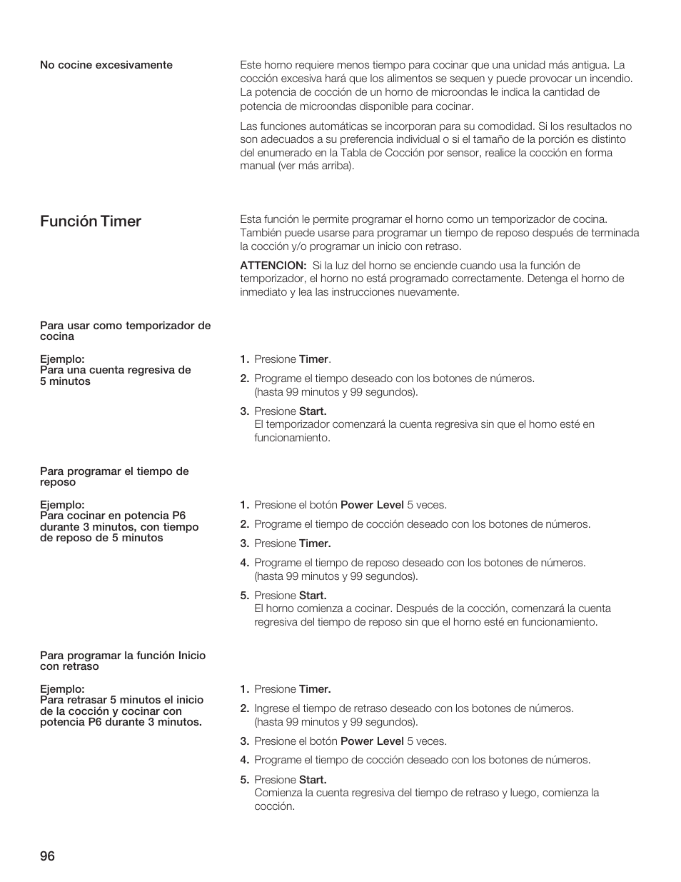 Función timer | Bosch HMB5051 User Manual | Page 96 / 124