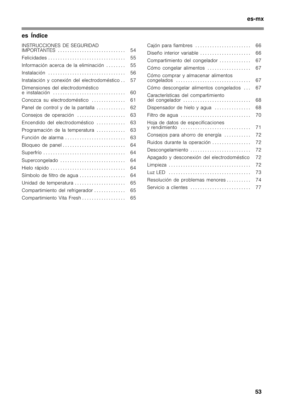Índice | Bosch B26FT70SNS User Manual | Page 53 / 78