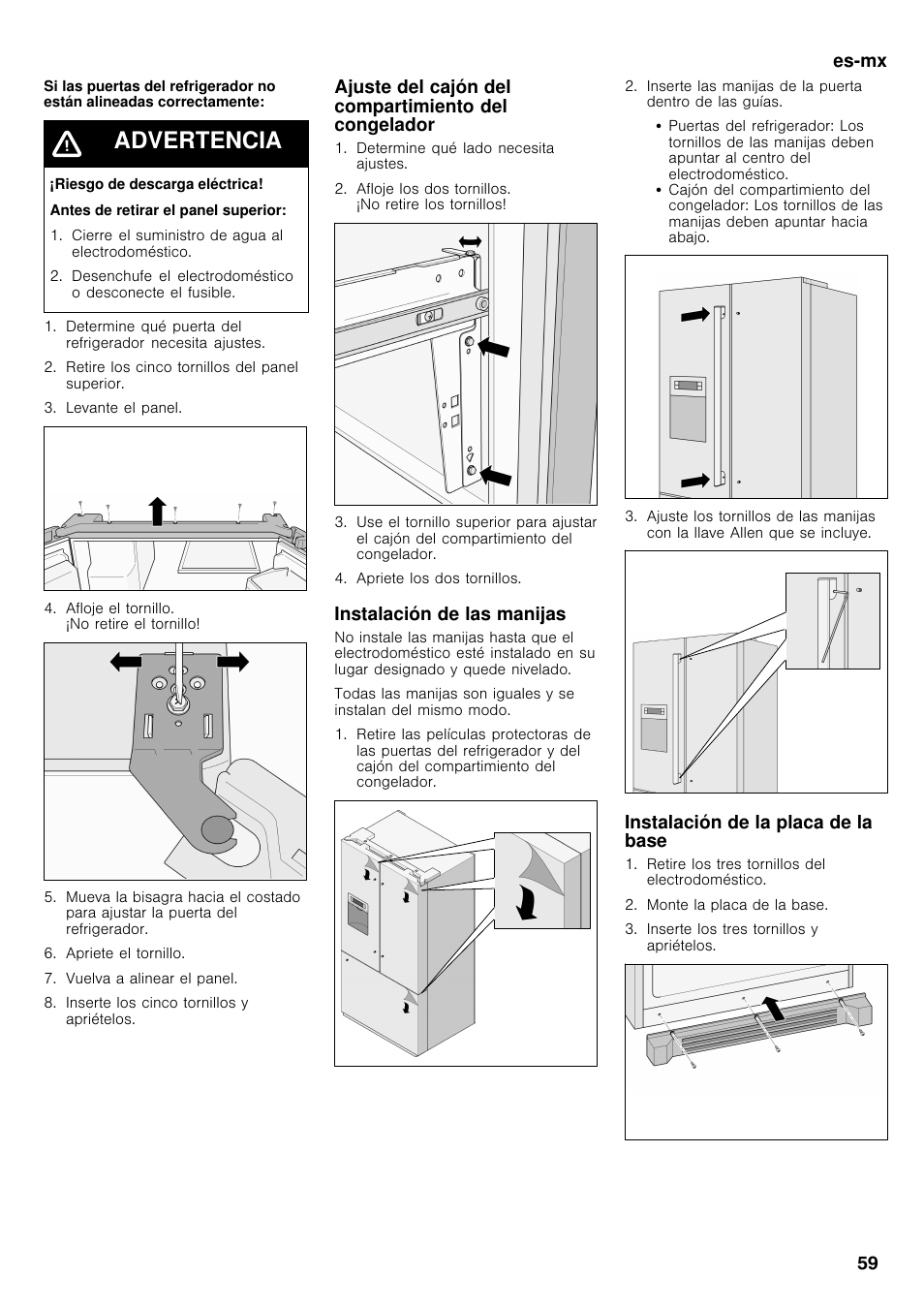 Advertencia | Bosch B26FT70SNS User Manual | Page 59 / 78