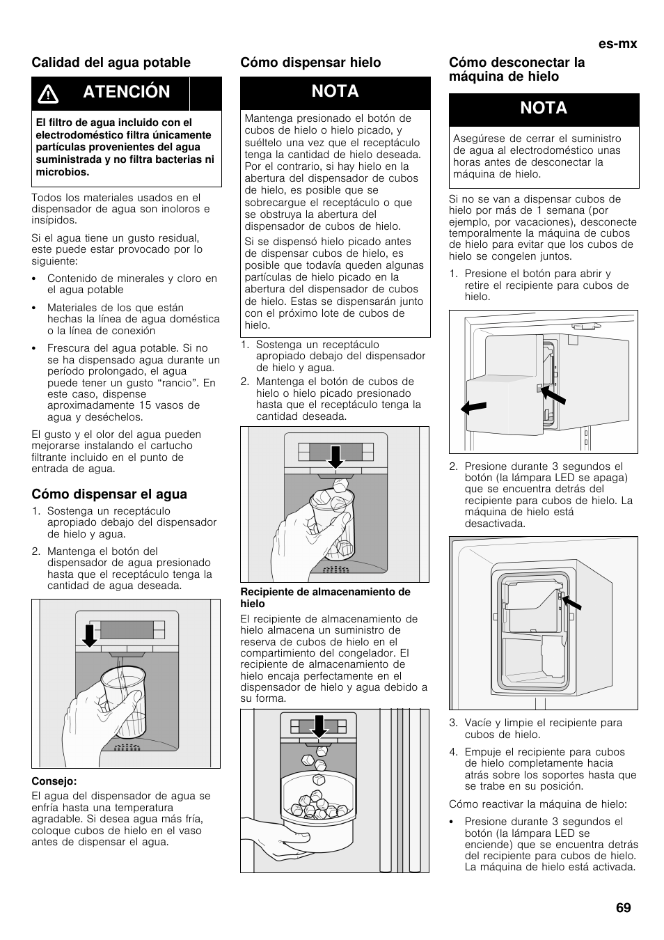 Atención, Nota | Bosch B26FT70SNS User Manual | Page 69 / 78