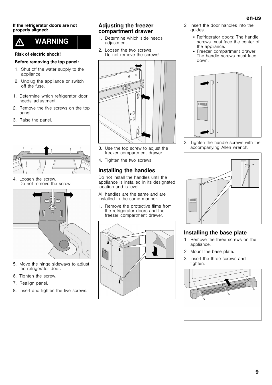 Warning | Bosch B26FT70SNS User Manual | Page 9 / 78