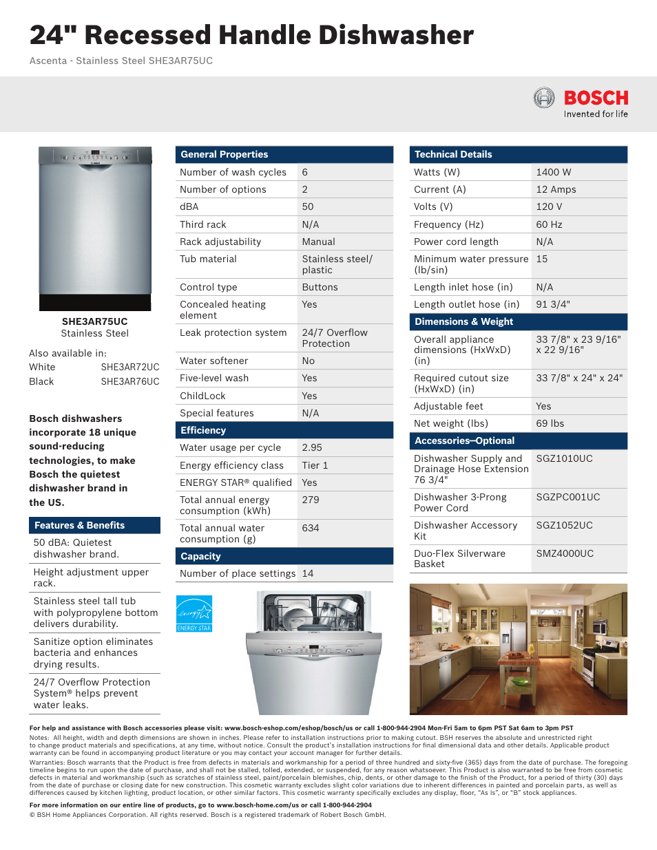 Bosch SHE3AR75UC User Manual | 3 pages