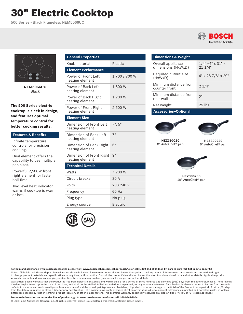 Bosch NEM5066UC User Manual | 2 pages