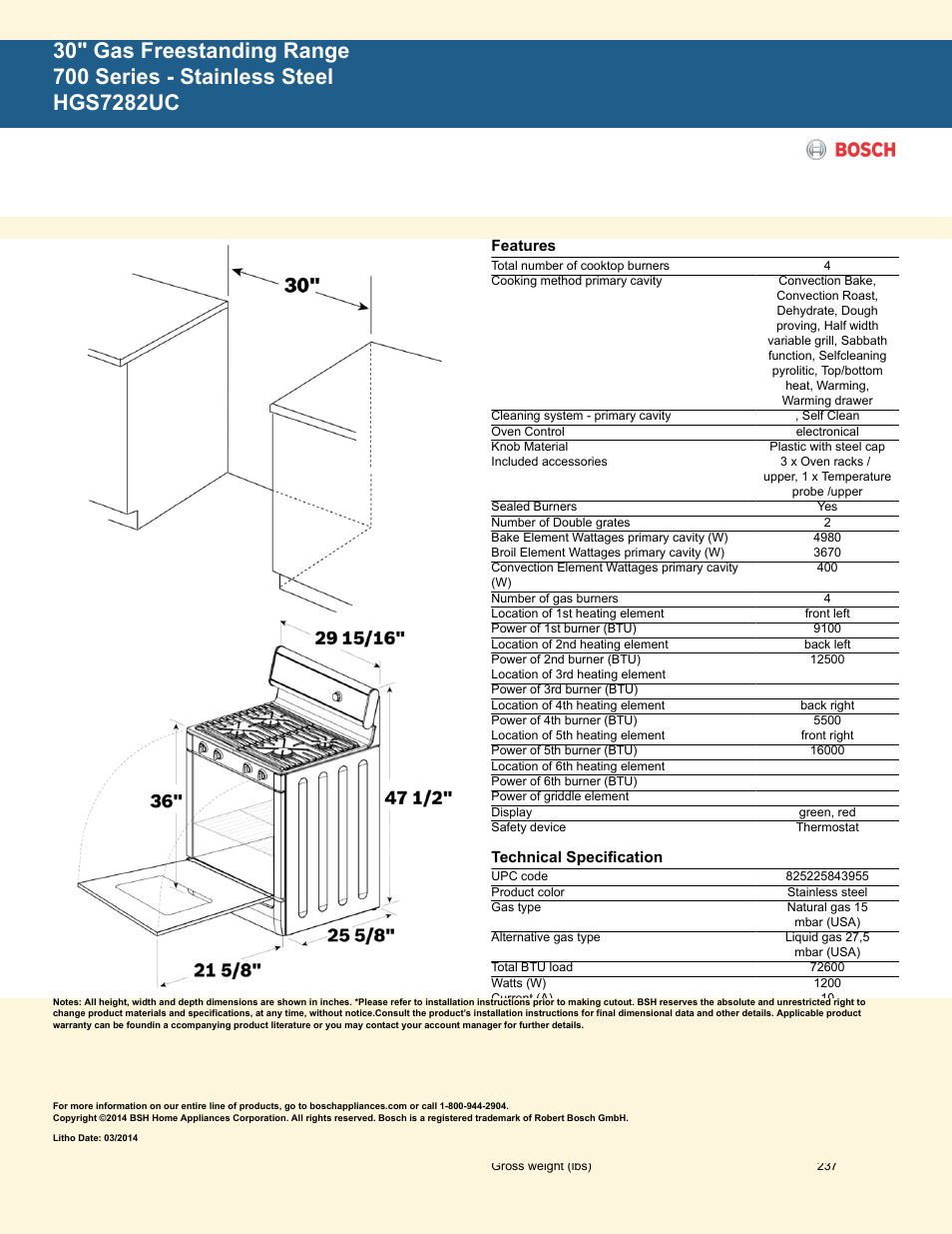 Bosch HGS7282UC User Manual | Page 2 / 2