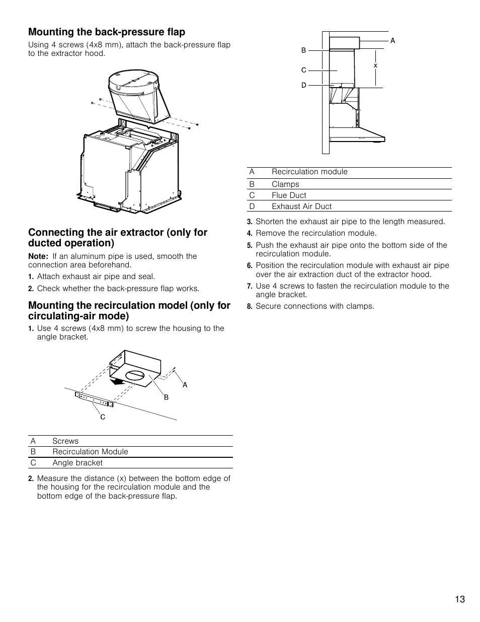 Mounting the back-pressure flap | Bosch HCP30E51UC User Manual | Page 13 / 44