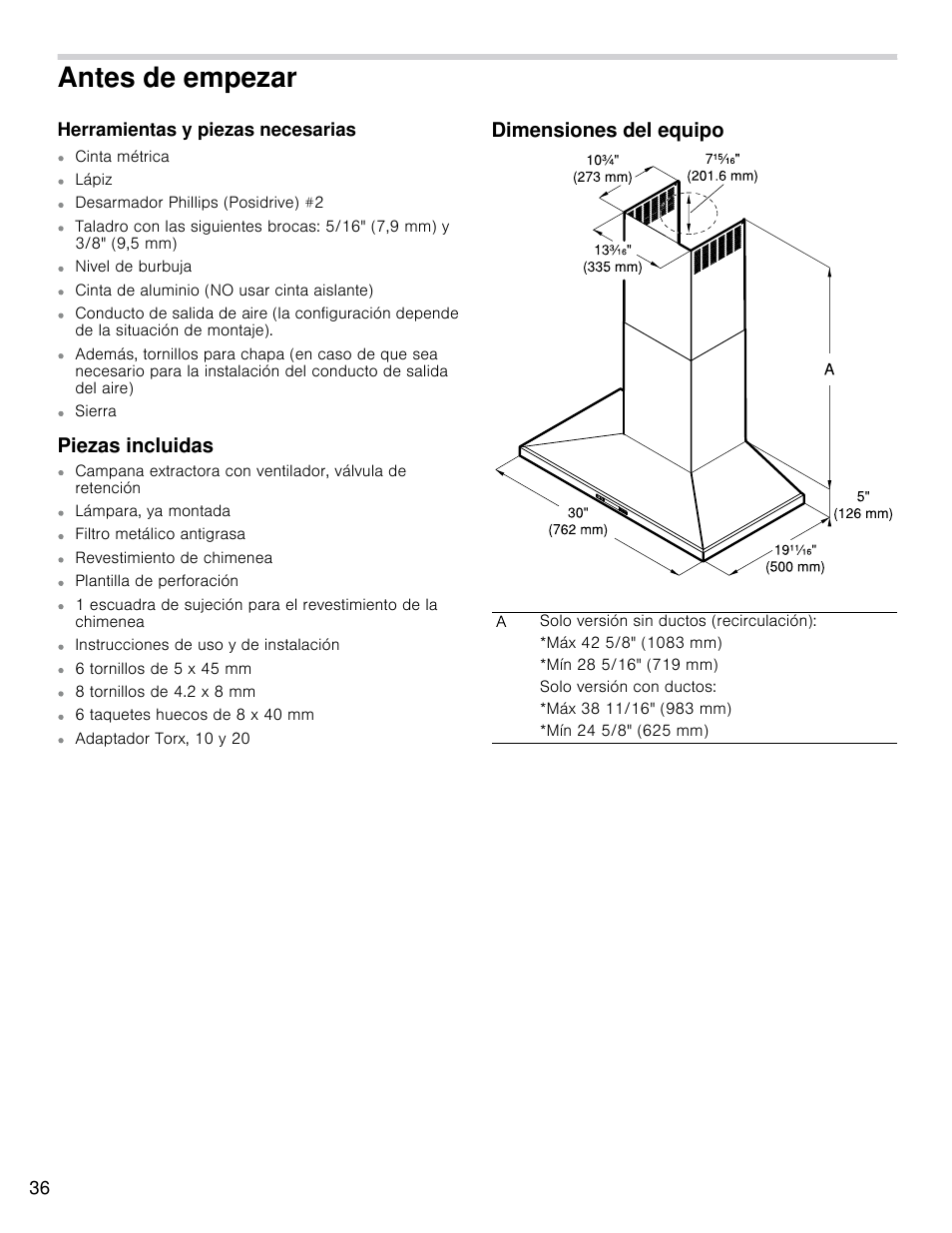 Antes de empezar | Bosch HCP30E51UC User Manual | Page 36 / 44