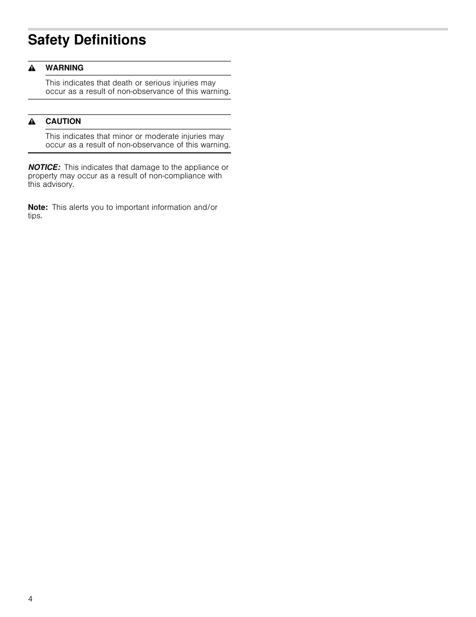 Safety definitions | Bosch NEM5066UC User Manual | Page 4 / 40