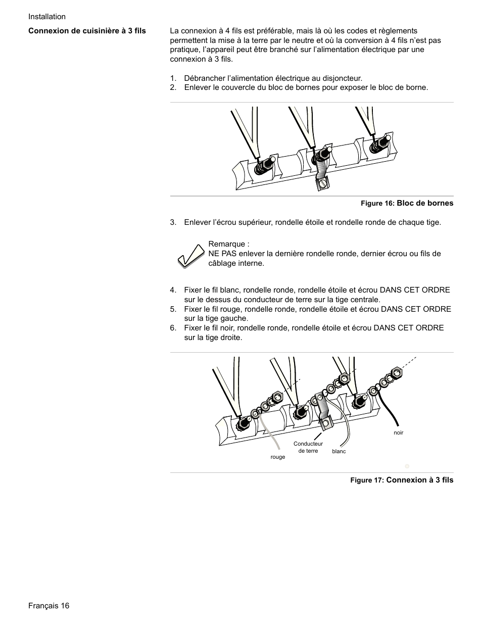Connexion de cuisinière à 3 fils | Bosch HDI7052U User Manual | Page 44 / 80