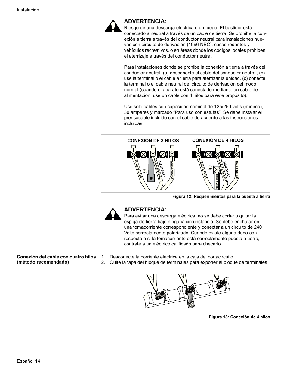 Advertencia | Bosch HDI7052U User Manual | Page 68 / 80