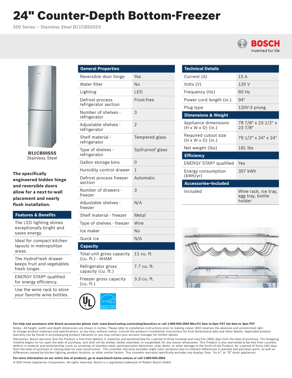 Bosch B11CB50SSS User Manual | 2 pages