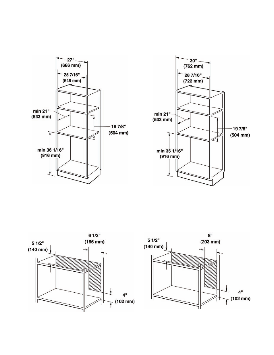 Dimensions de découpe de l'armoire, Emplacement de la prise | Bosch HMB5051 User Manual | Page 20 / 44