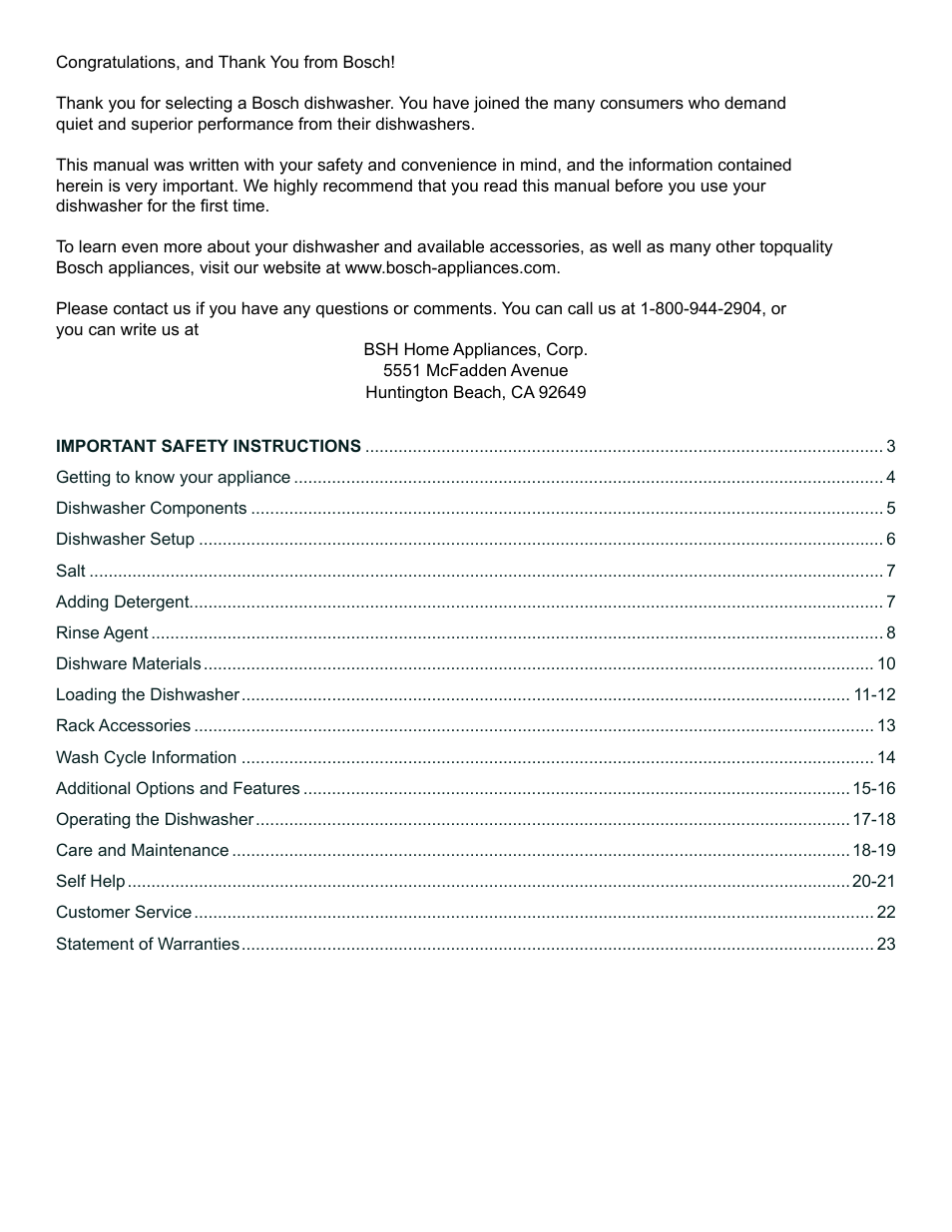 Bosch SGE63E06UC User Manual | Page 2 / 64