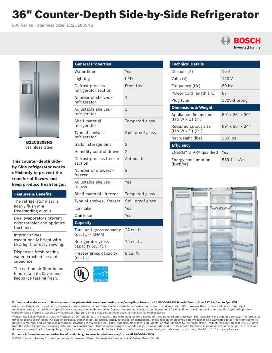 Bosch B22CS80SNS User Manual | 2 pages