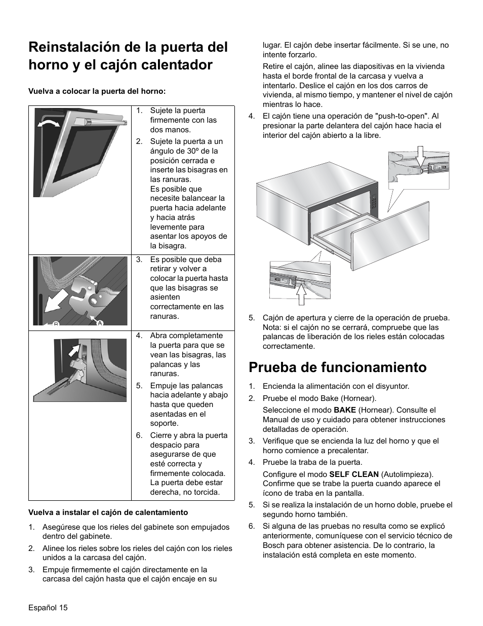 Prueba de funcionamiento | Bosch HEIP054U User Manual | Page 52 / 56