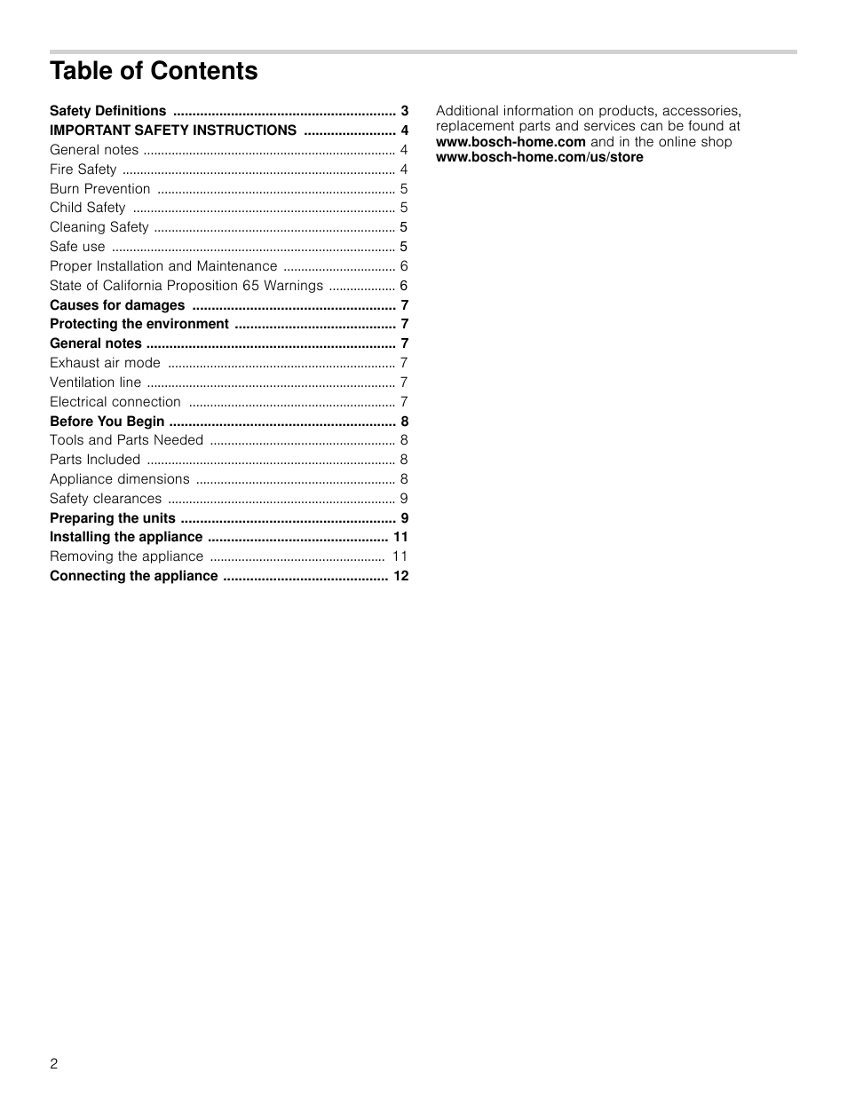 Bosch HUI54451UC User Manual | Page 2 / 40