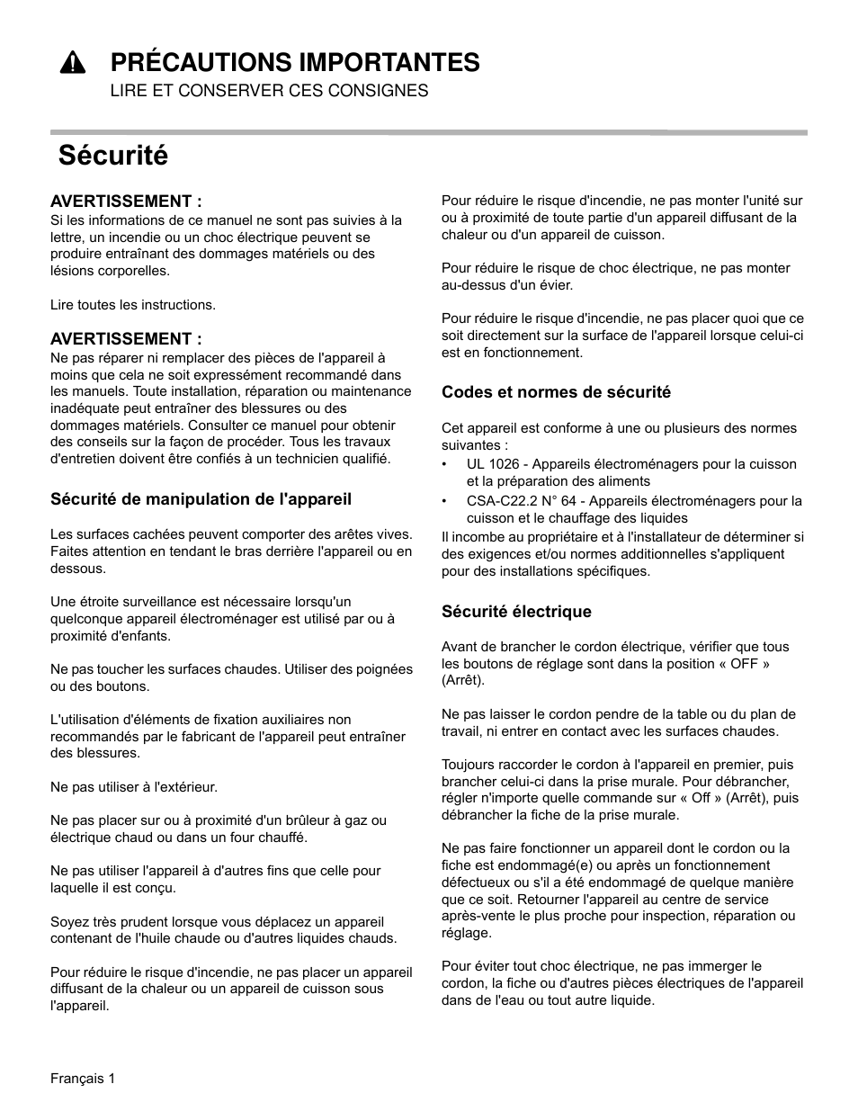 Sécurité, 9précautions importantes | Bosch HWD5051UC User Manual | Page 10 / 24