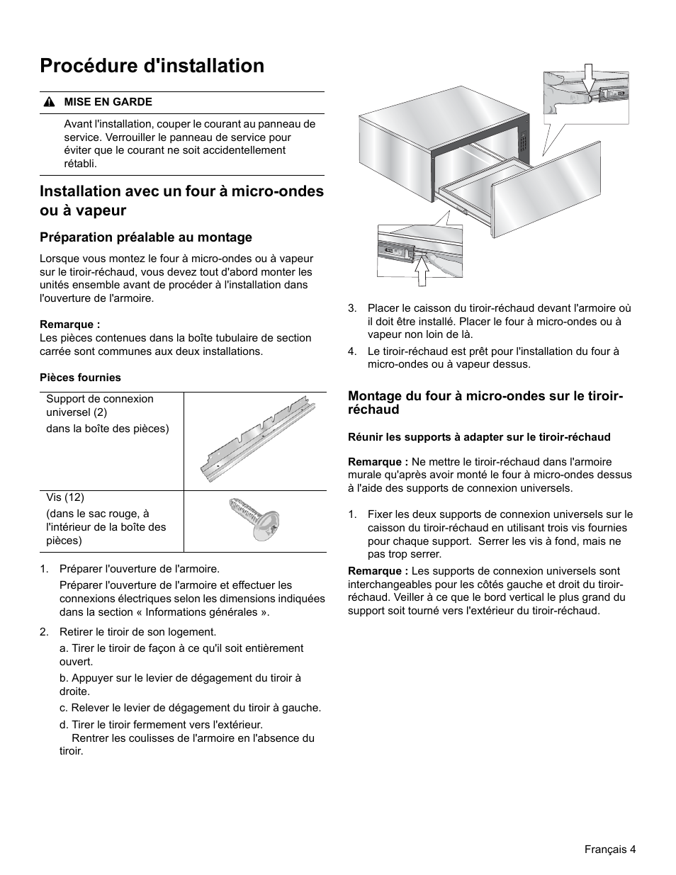 Procédure d'installation | Bosch HWD5051UC User Manual | Page 13 / 24