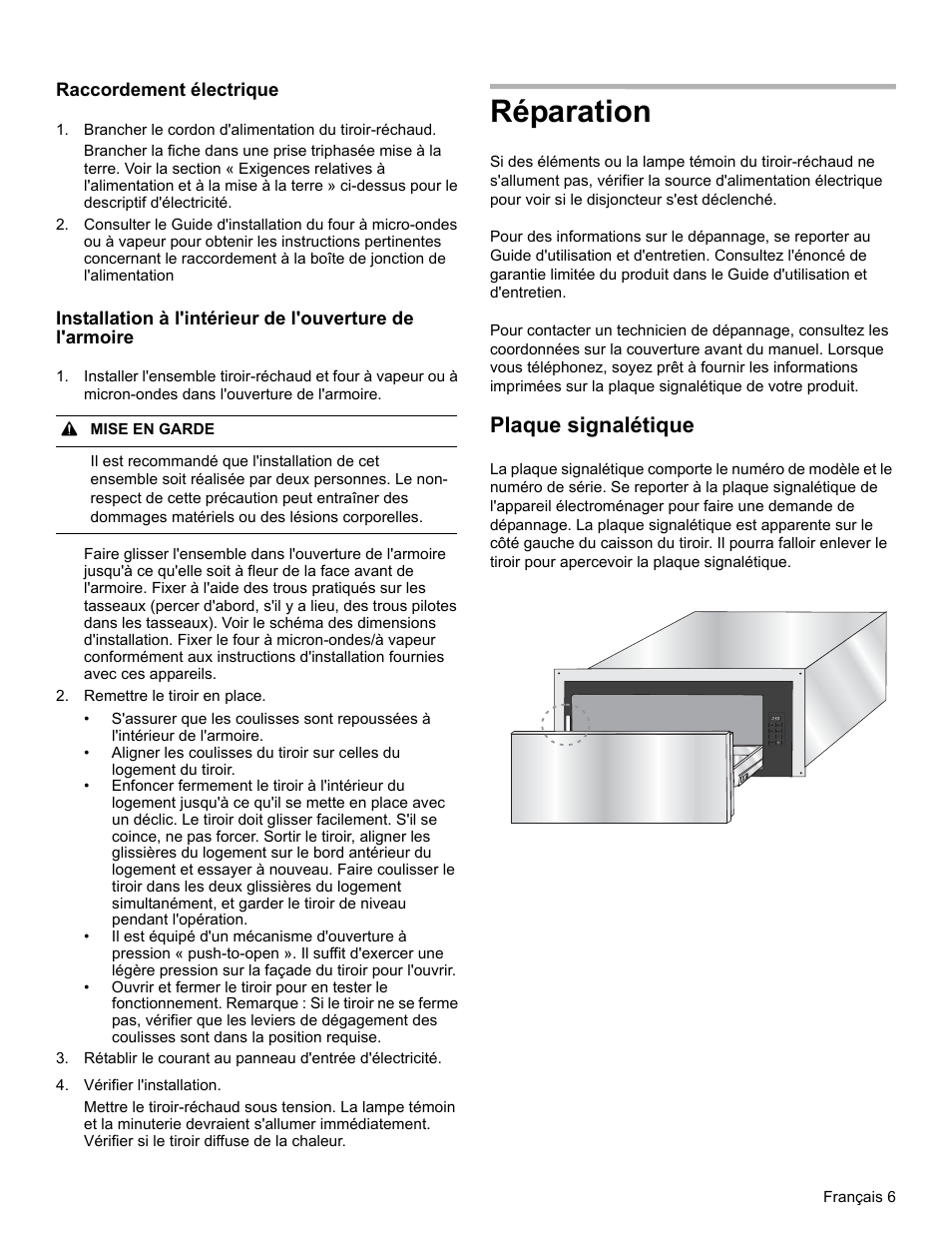 Réparation, Plaque signalétique | Bosch HWD5051UC User Manual | Page 15 / 24