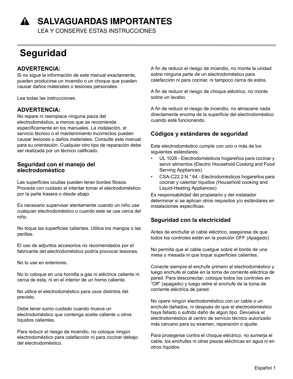 Seguridad, 9salvaguardas importantes | Bosch HWD5051UC User Manual | Page 17 / 24