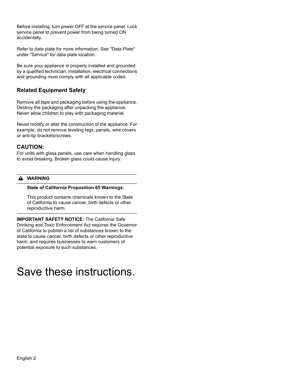 Save these instructions | Bosch HWD5051UC User Manual | Page 4 / 24