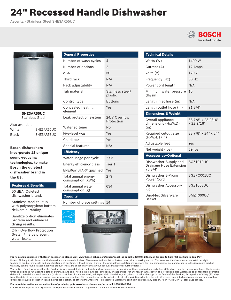 Bosch SHE3AR55UC User Manual | 3 pages