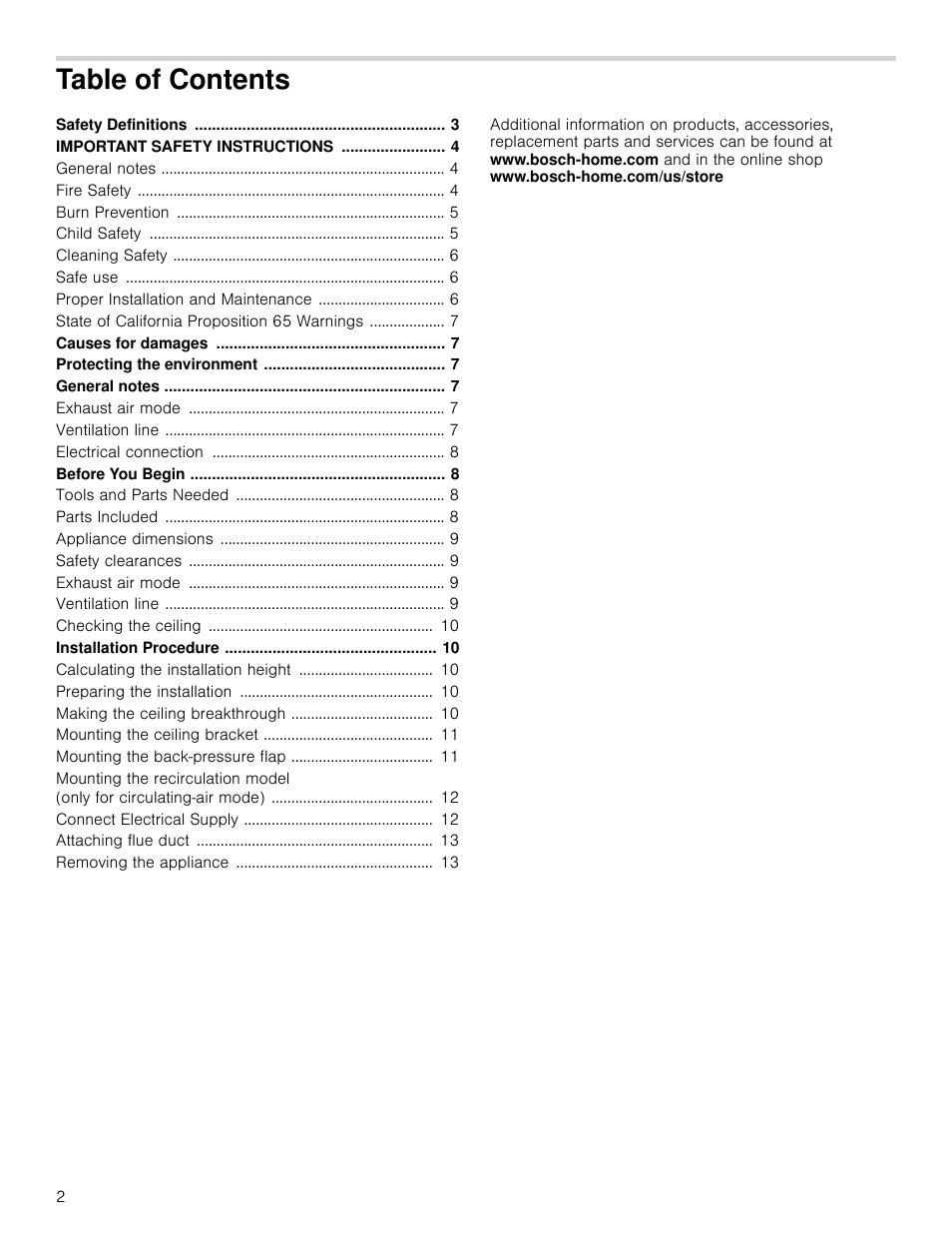 Bosch HIB82651UC User Manual | Page 2 / 40