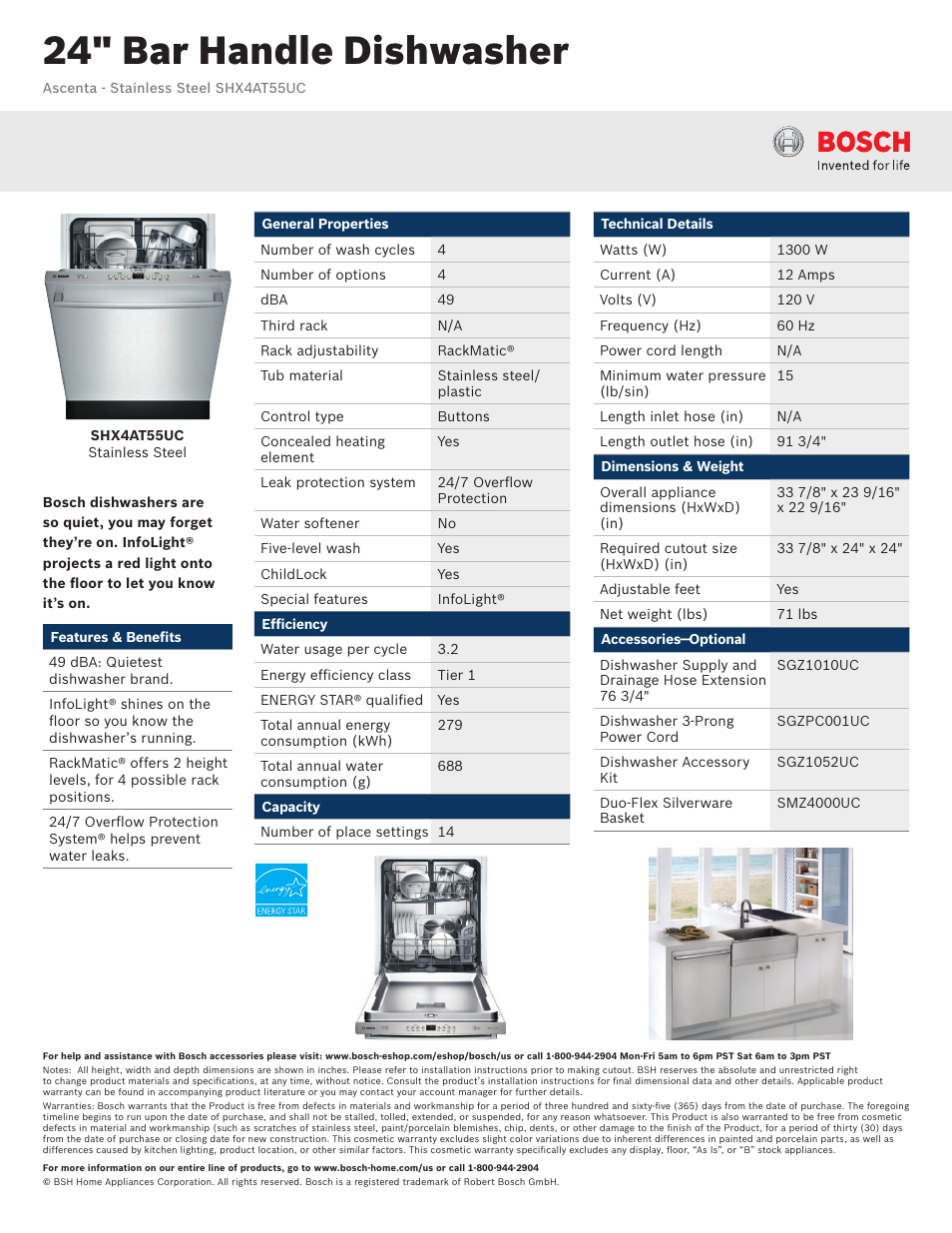 Bosch SHX4AT55UC User Manual | 3 pages