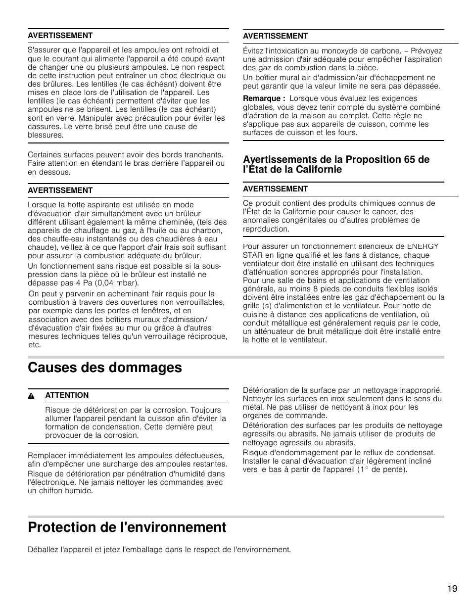 Causes des dommages, Protection de l'environnement | Bosch HCP30E51UC User Manual | Page 19 / 40