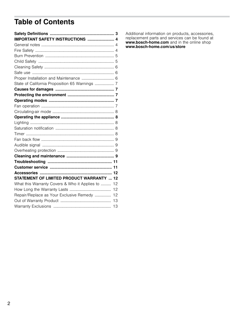 Bosch HCP30E51UC User Manual | Page 2 / 40