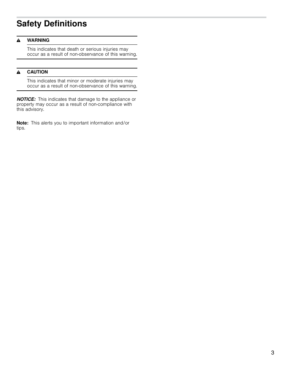 Safety definitions | Bosch HCP30E51UC User Manual | Page 3 / 40
